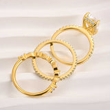 Jaily 3PC Wedding Ring Set | Gold