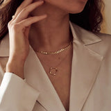 Flat Link Curb Chain Necklace | Gold