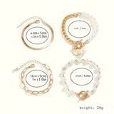 Chic Gold 4-Piece Bracelet Set β Snake, Pearls & Links | Gold